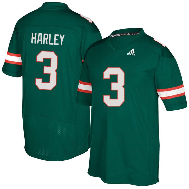 Adidas Miami Hurricanes #3 Mike Harley College Football Jerseys Sale-Green